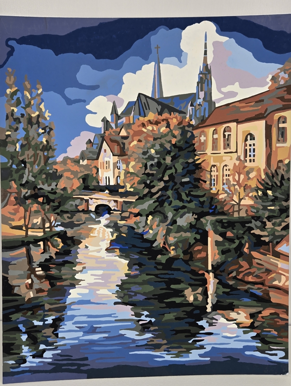 Sleepy Village Finished Acrylic Painting Paint By Number 16x20 Church Impression - Picture 14 of 17